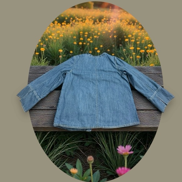 Free People Denim Dragonfly Tie Front Jacket. Size: XL - Picture 6 of 13